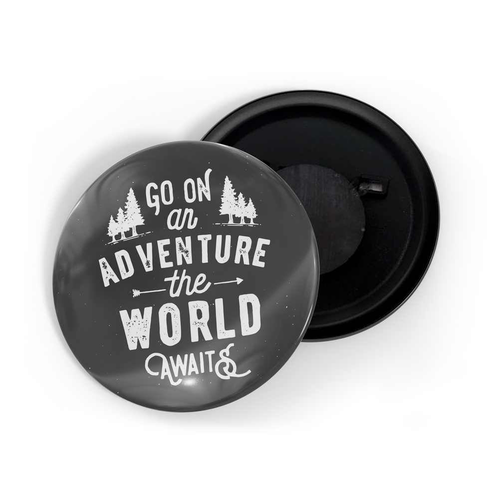 dhcrafts Fridge Magnet Black Go On A Adventure The World Awaits Adventure Glossy Finish Design Pack of 1 (58mm)